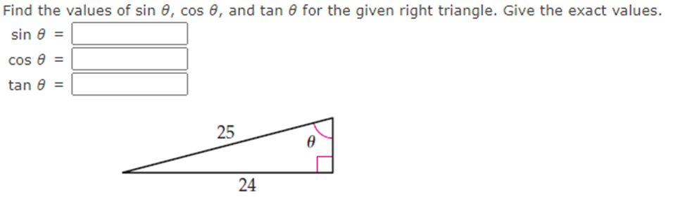 Find the values of sin 6, cos 9, and tan 3 for