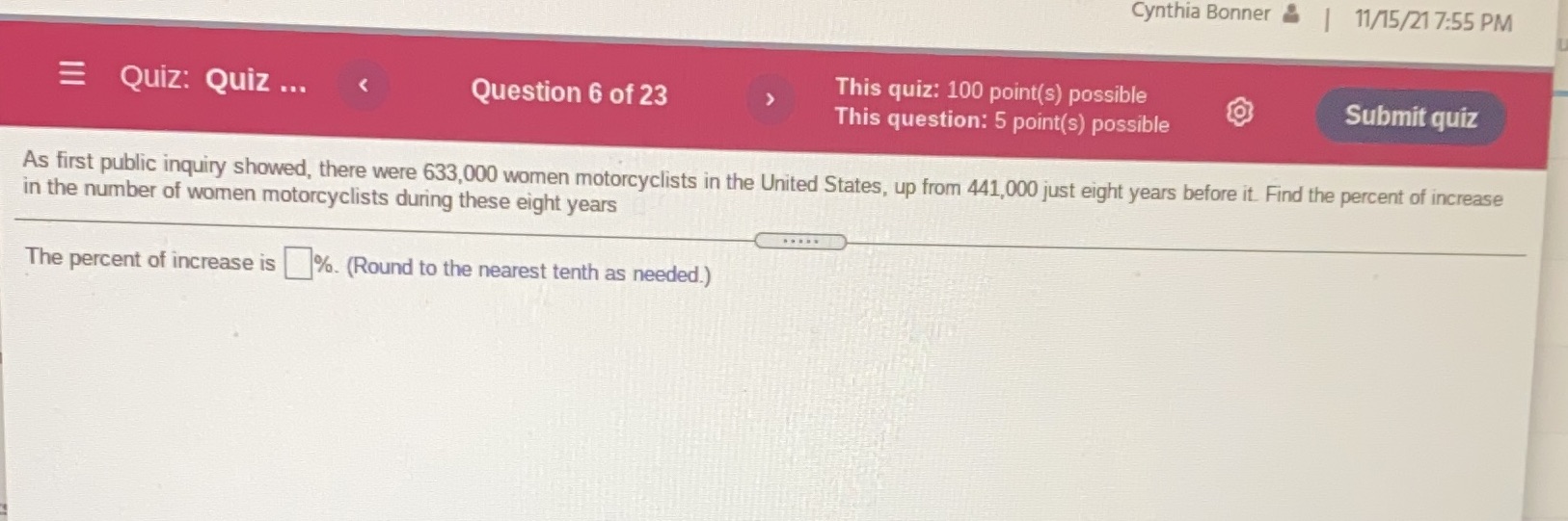 Cynthia Bonner & | 11/15/217:55 PM = Quiz: Quiz