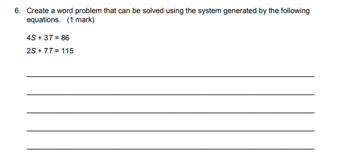 6. Create a word problem that can be solved using