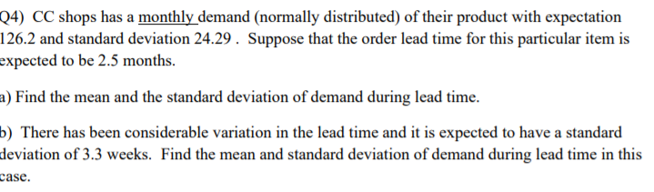 please find A and b Q4) CC shops has a monthly