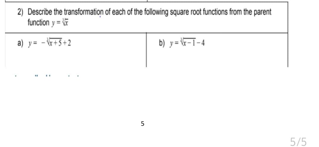 \f2) Describe the transformation of each of the