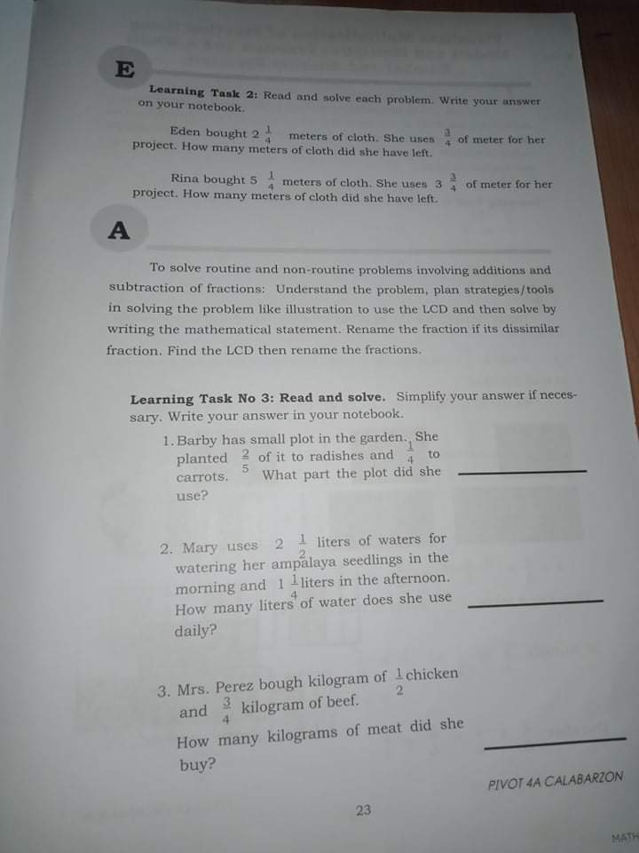 Answer the following. E Learning Task 2: Read and