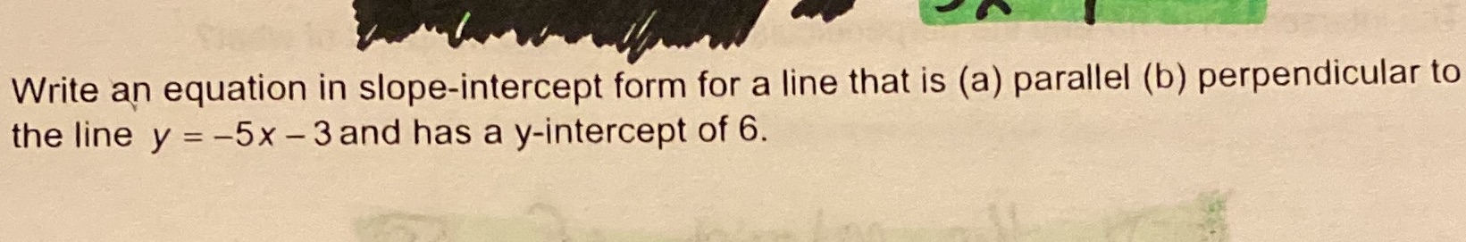 Write an equation in slope-intercept form for a