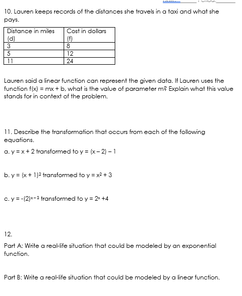 10. Lauren keeps records of the distances she