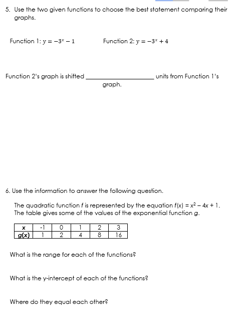 5. Use the two given functions to choose the best