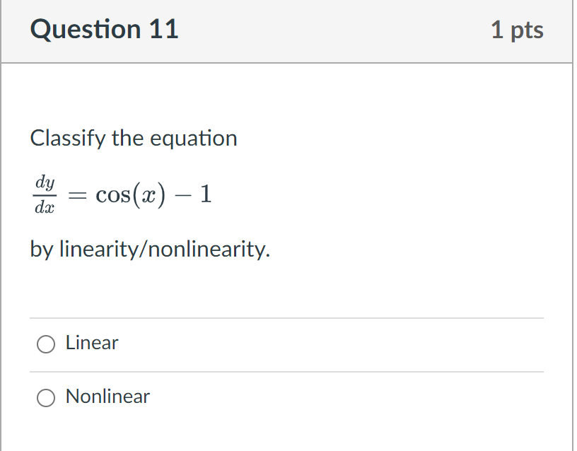 Question 1 1 pts Classify the equation 32f _