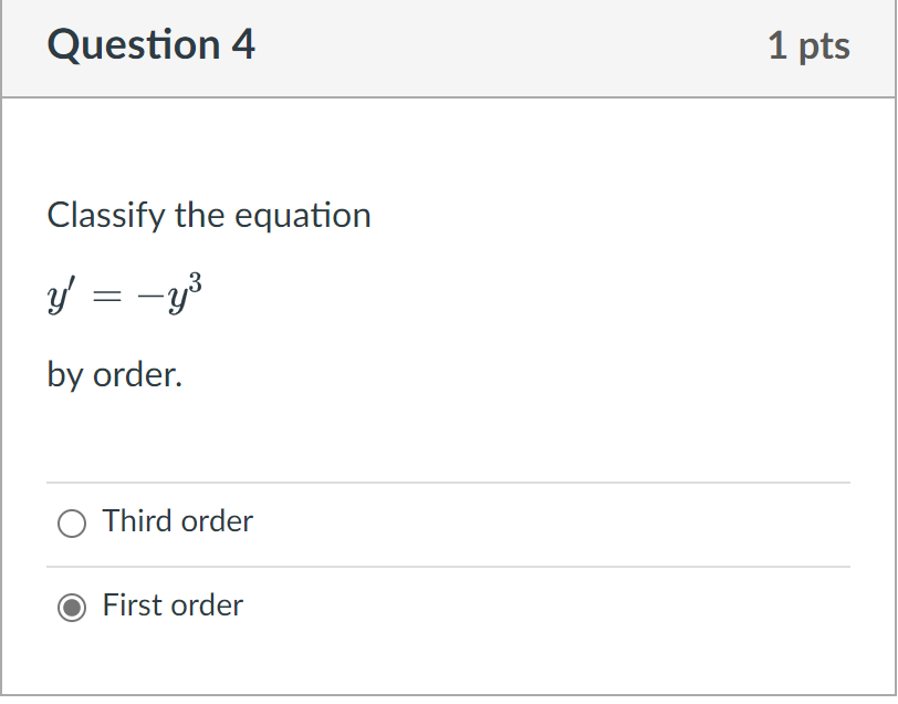 Question 1 1 pts Classify the equation 32f _
