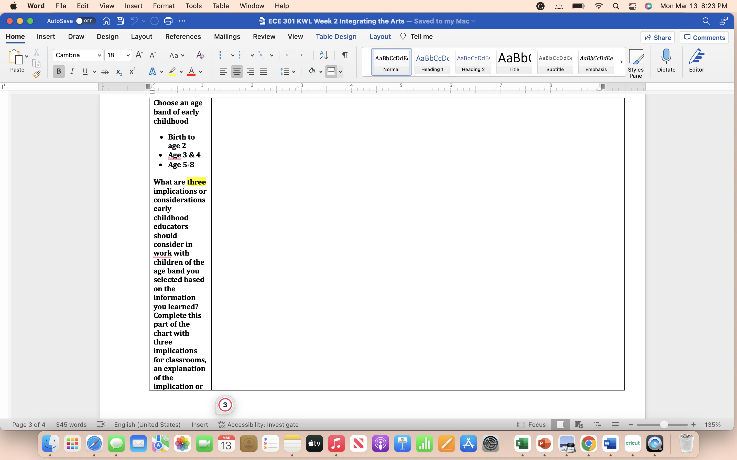 Please help me fill out the chart below: Table