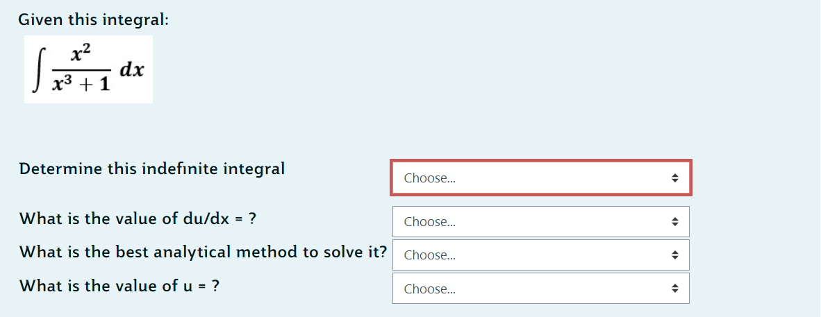 Given this integral: dx x3 +1 Determine this