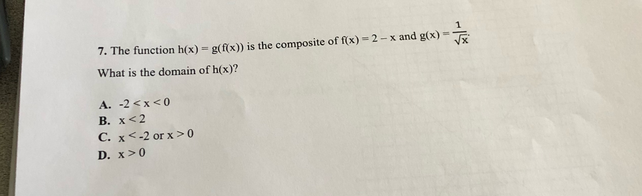 7. The function h(x) = g(f(x)) is the composite