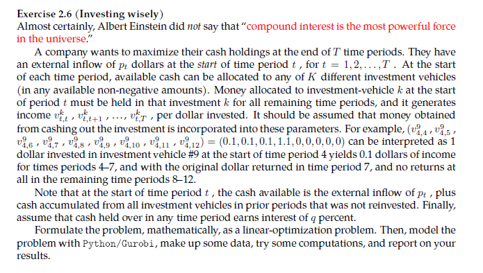 Exercise 2.6 (Investing wisely) Almost certainly,