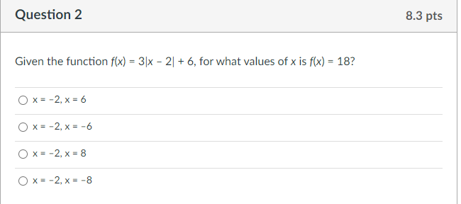 Question 1 8.3 pts The equation Y= MX+ is the
