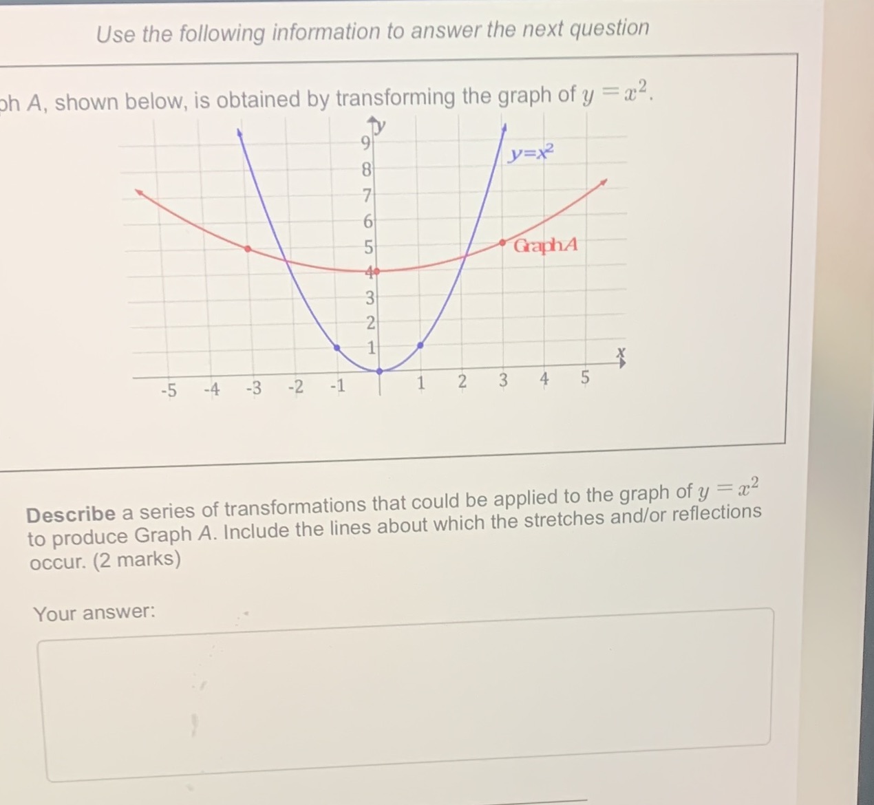 Show all work Use the following information to