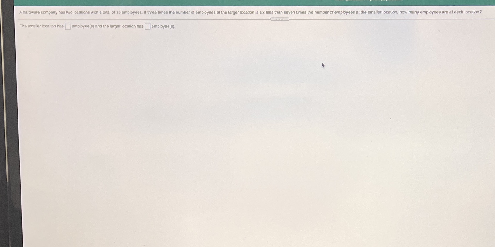 A hardware company has two locations with a total