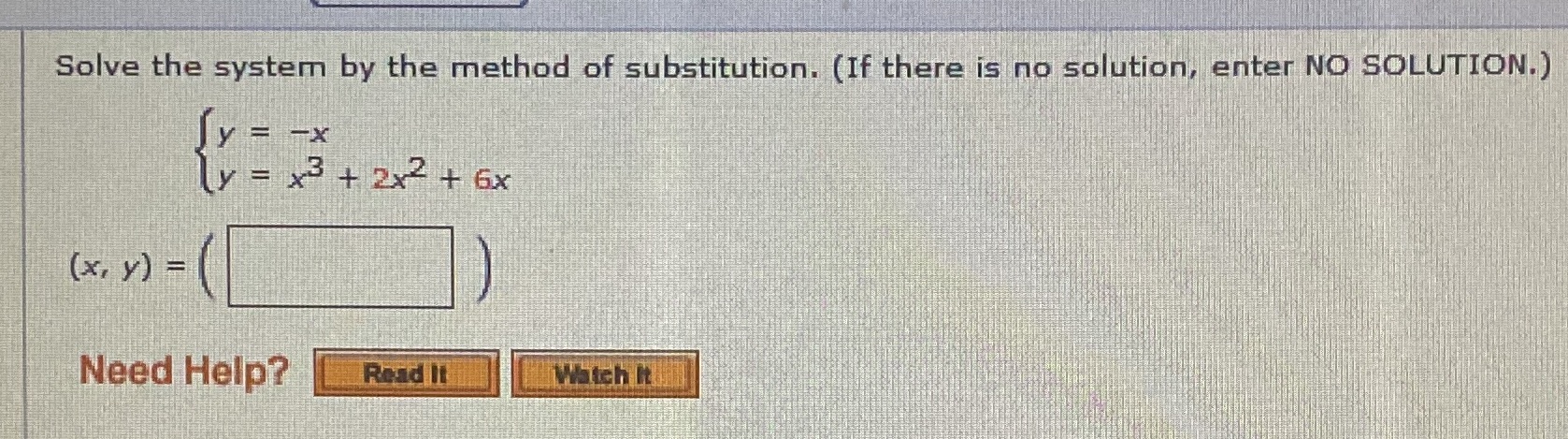 Solve the system by the method of substitution.