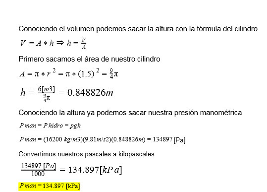 Conociendo el volumen podemos sacar la altura con