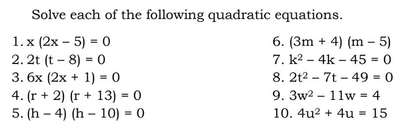 answer the following: Solve each of the following
