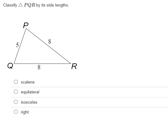 Number 1. \f\fClassify A PQ R by its side