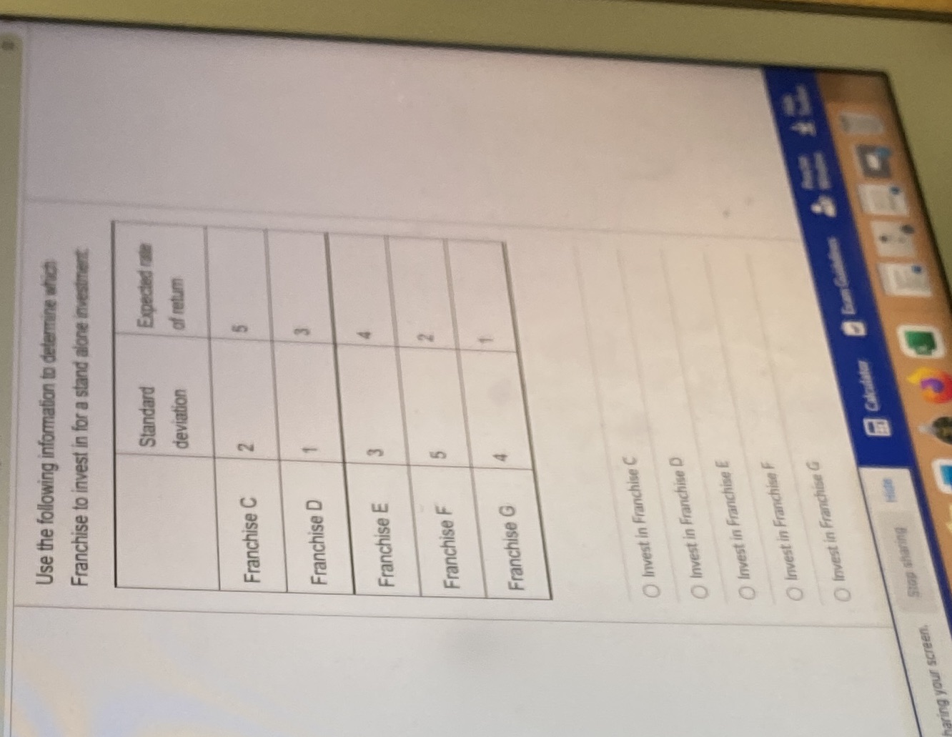 Use the following information to determine which