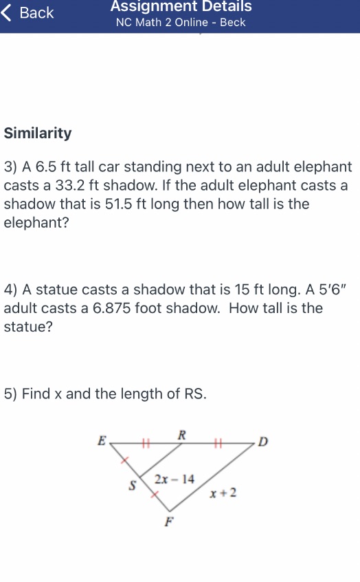 < Back Assignment Details NC Math 2 Online - Beck