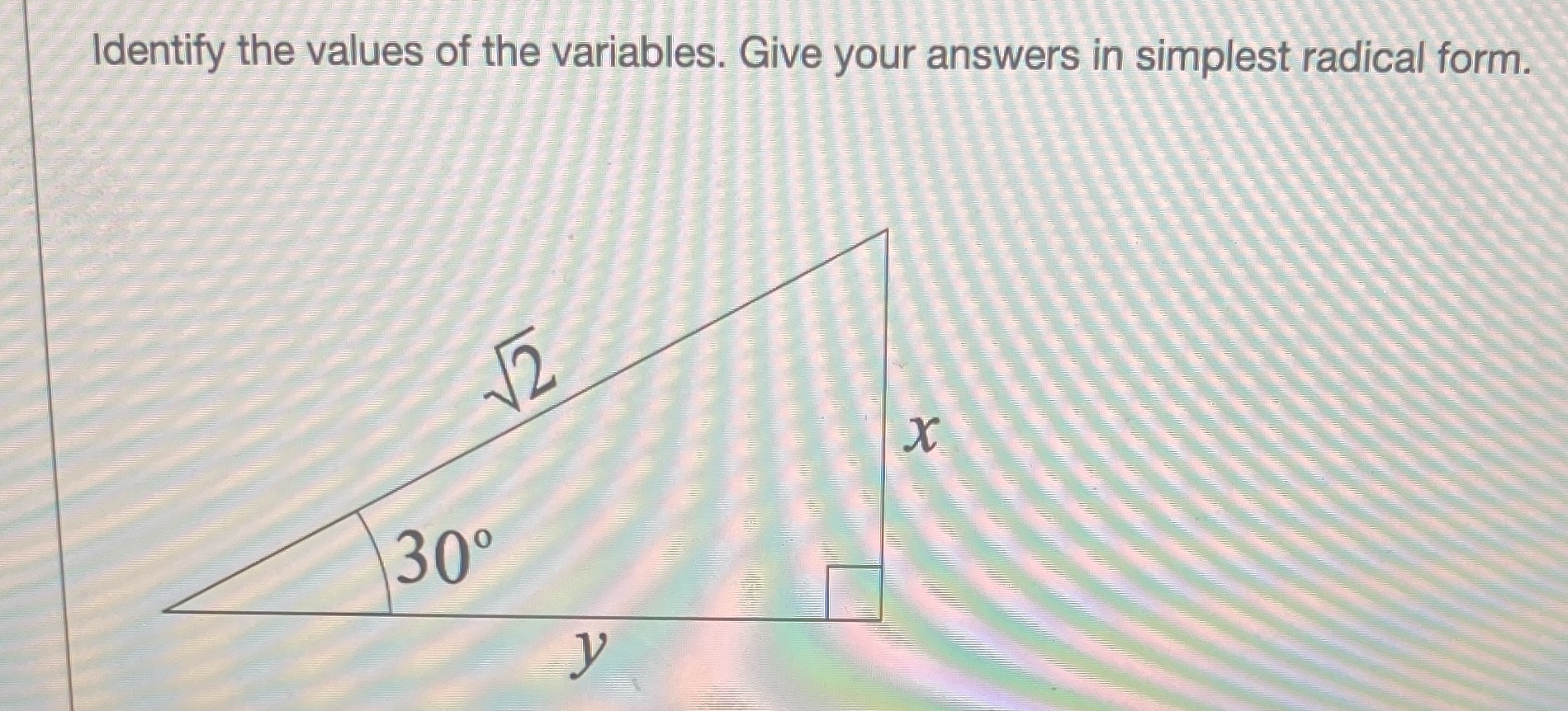 Identify the values of the variables. Give your