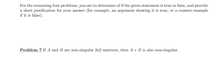 For the remaining four problems, you are to