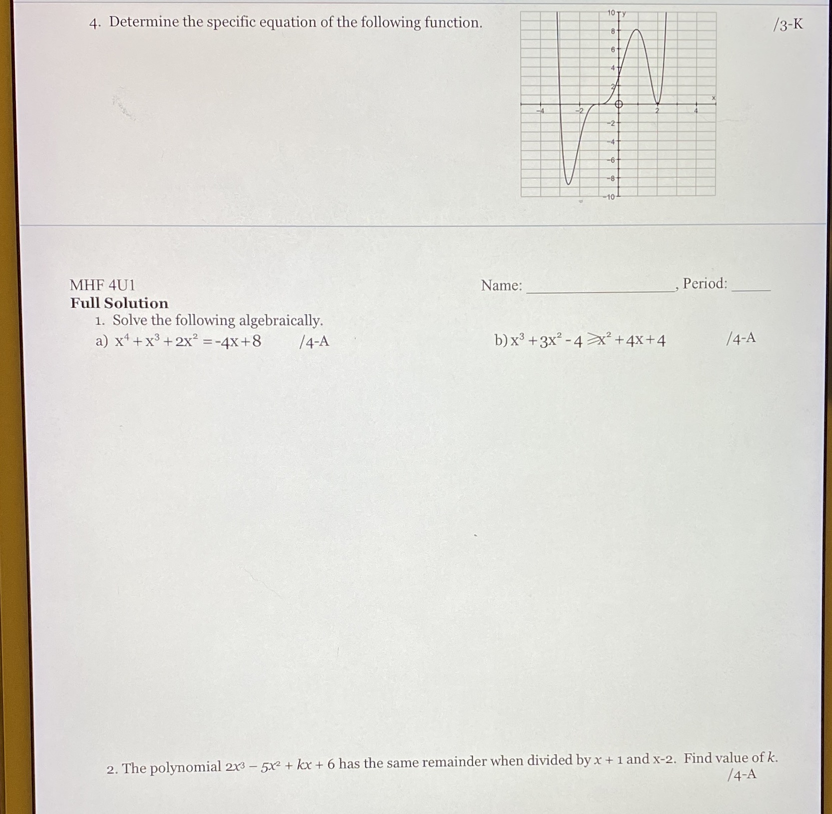 4. Determine the specific equation of the