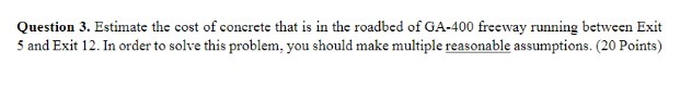 Question 3. Estimate the cost of concrete that is
