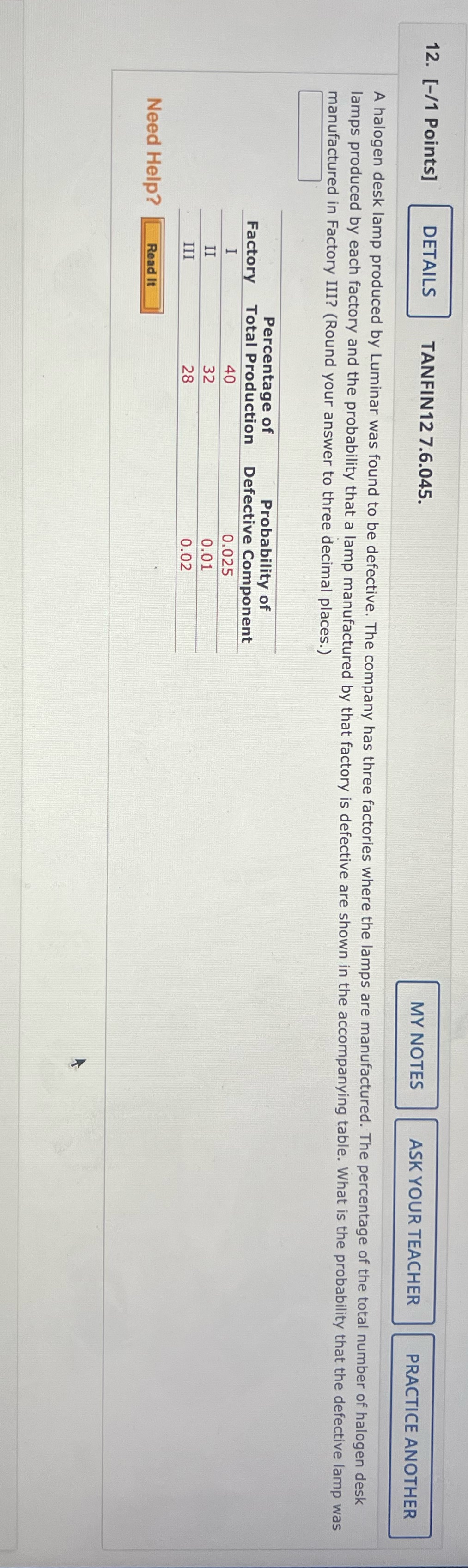 Need help! 12. [-/1 Points] DETAILS TANFIN12