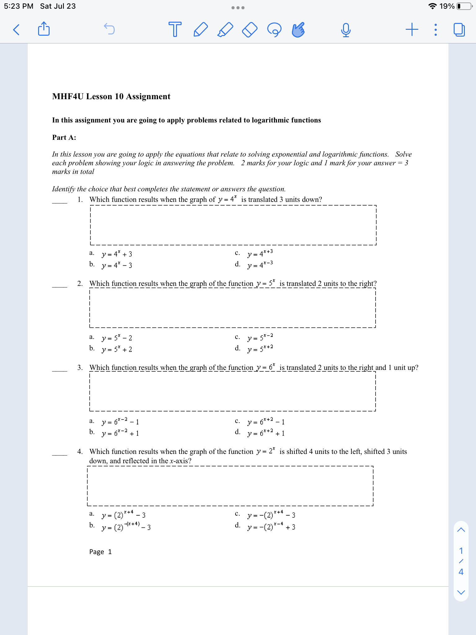 5:23 PM Sat Jul 23 . . . 19% 5 O + MHF4U Lesson