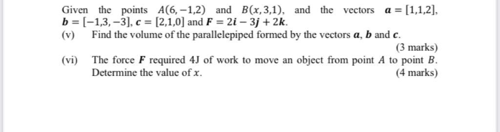 Given the points A(6, 1,2) and 3(1, 3,1), and the