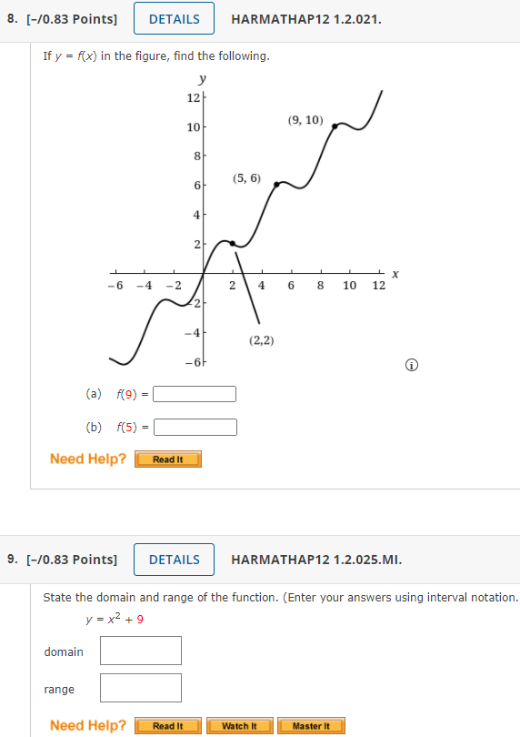 8&9 please and thanks! 8. [-/0.83 Points] DETAILS