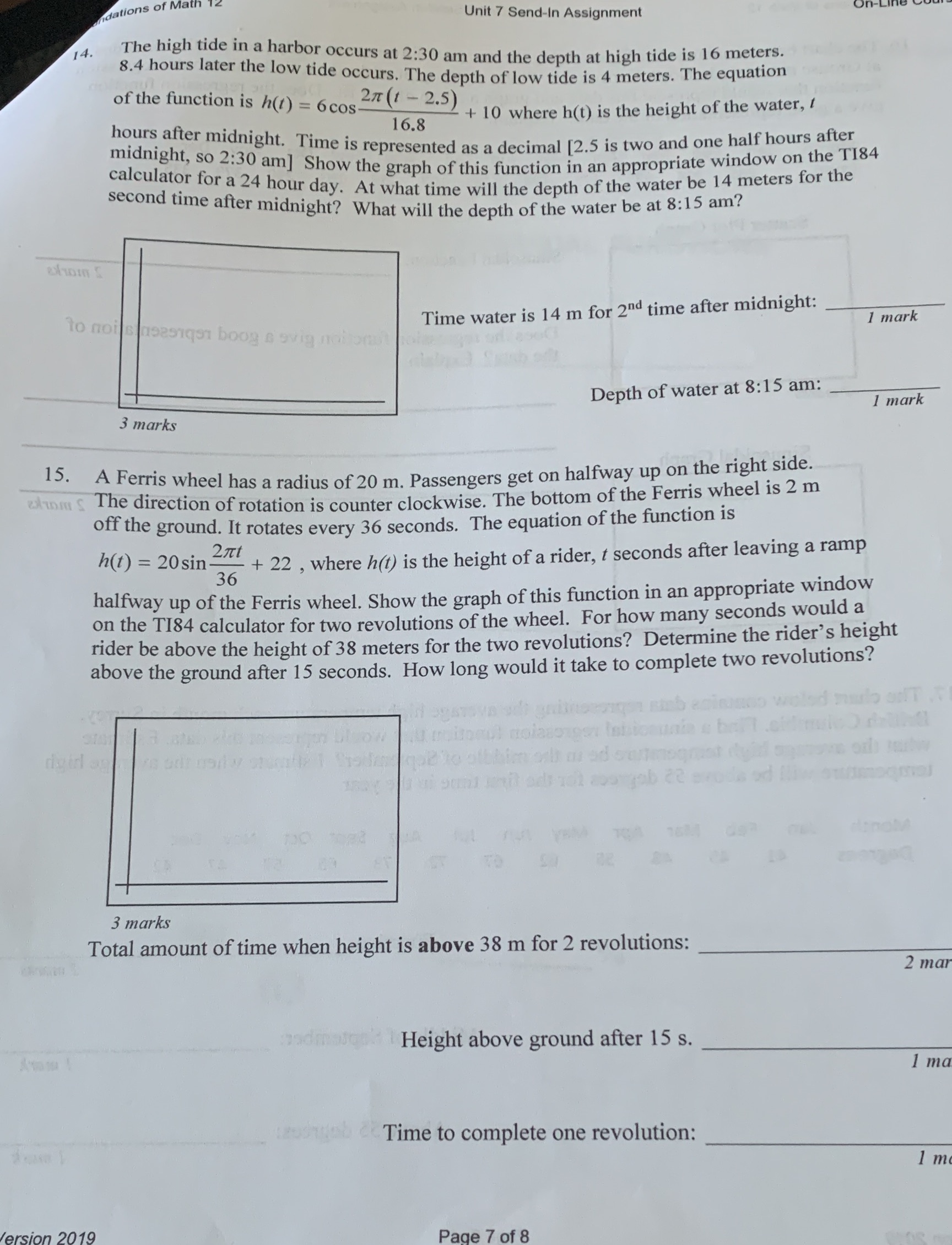 Math 12 foundations idations of Ma Unit 7 Send-In