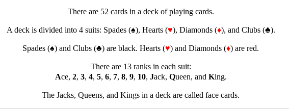 You draw one card from a well-shuffled standard