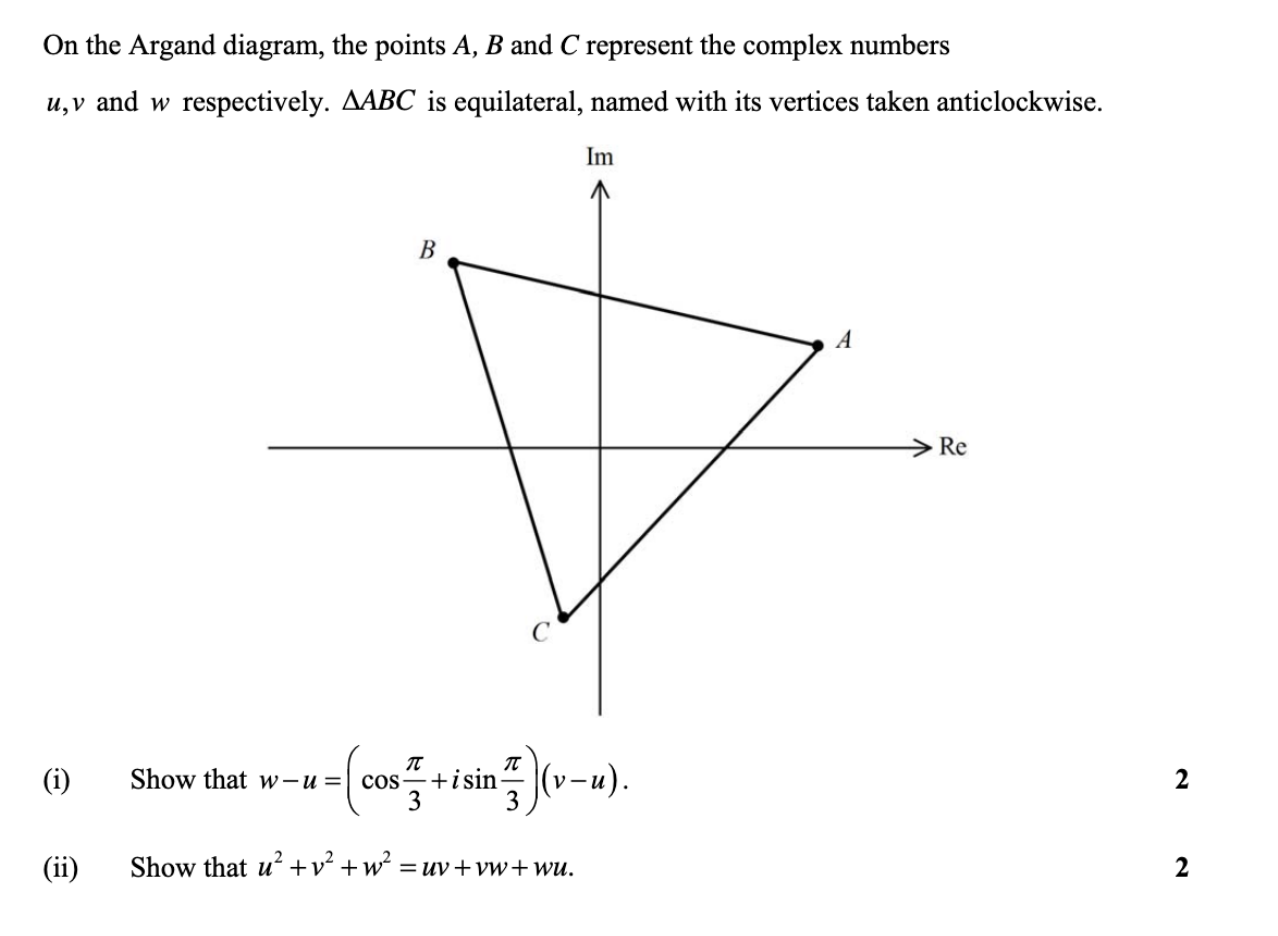 On the Argand diagram, the points A, B and C