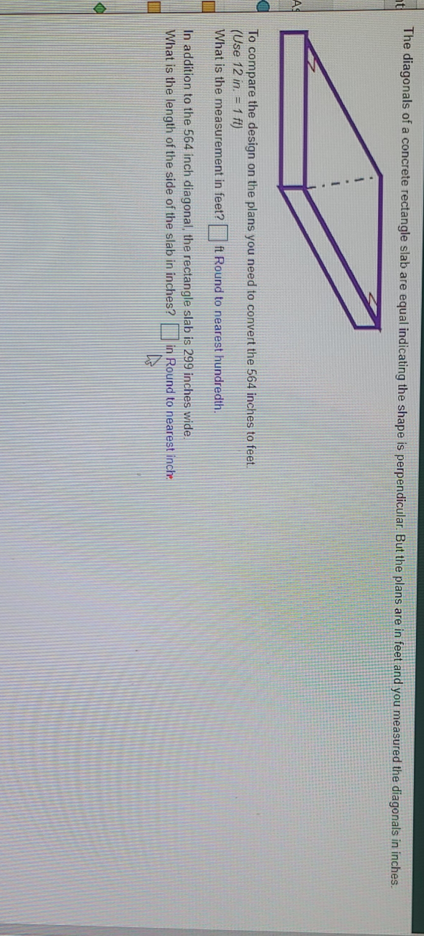 answer please The diagonals of a concrete