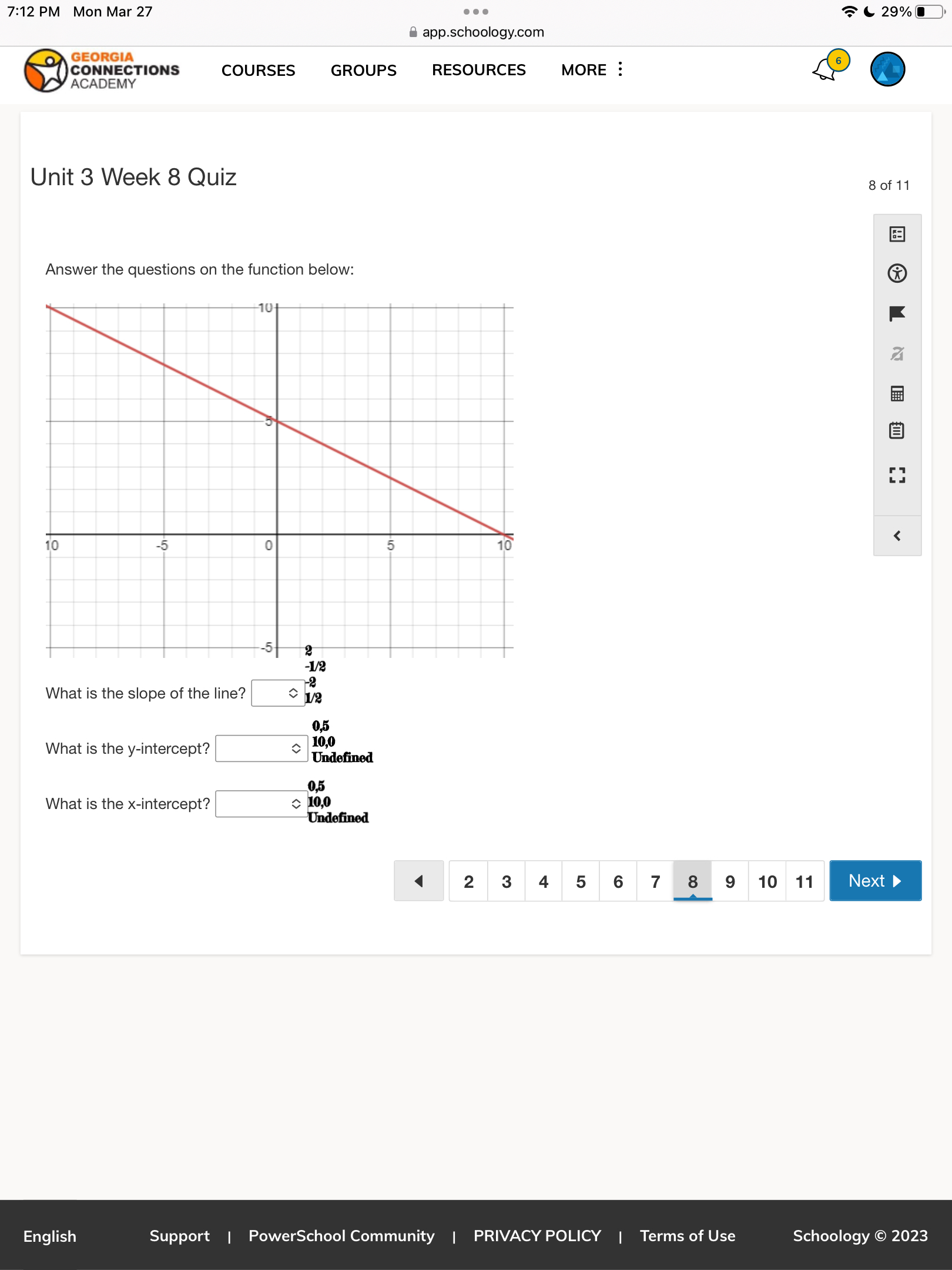 7:12 PM Mon Mar 27 . . . 29% app.schoology.com 6