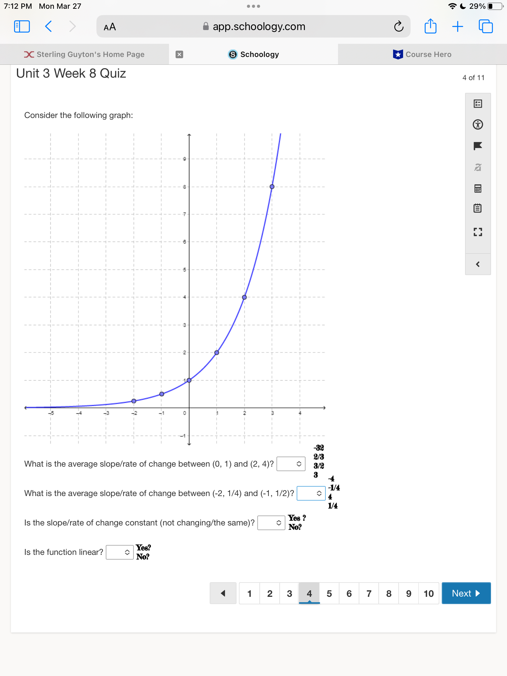 7:12 PM Mon Mar 27 . . . 29% app.schoology.com 6