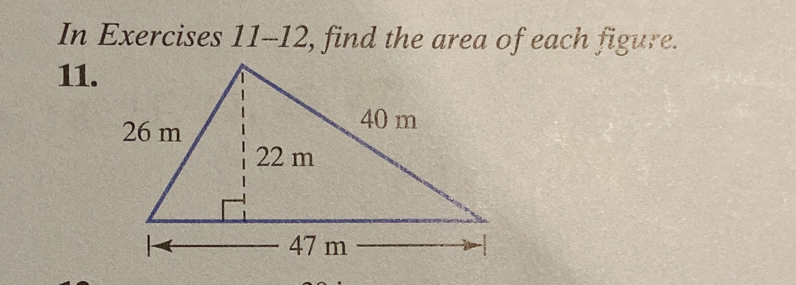 In Exercises 11-12, find the area of each figure.