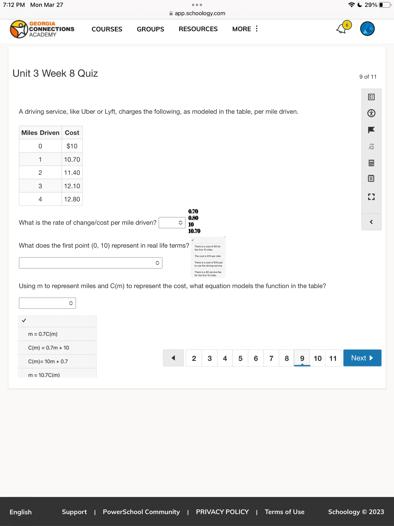 7:12 PM Mon Mar 27 . . . 29% app.schoology.com 6