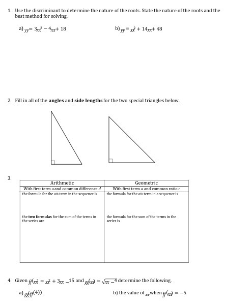 1. Use the discriminant to determine the nature