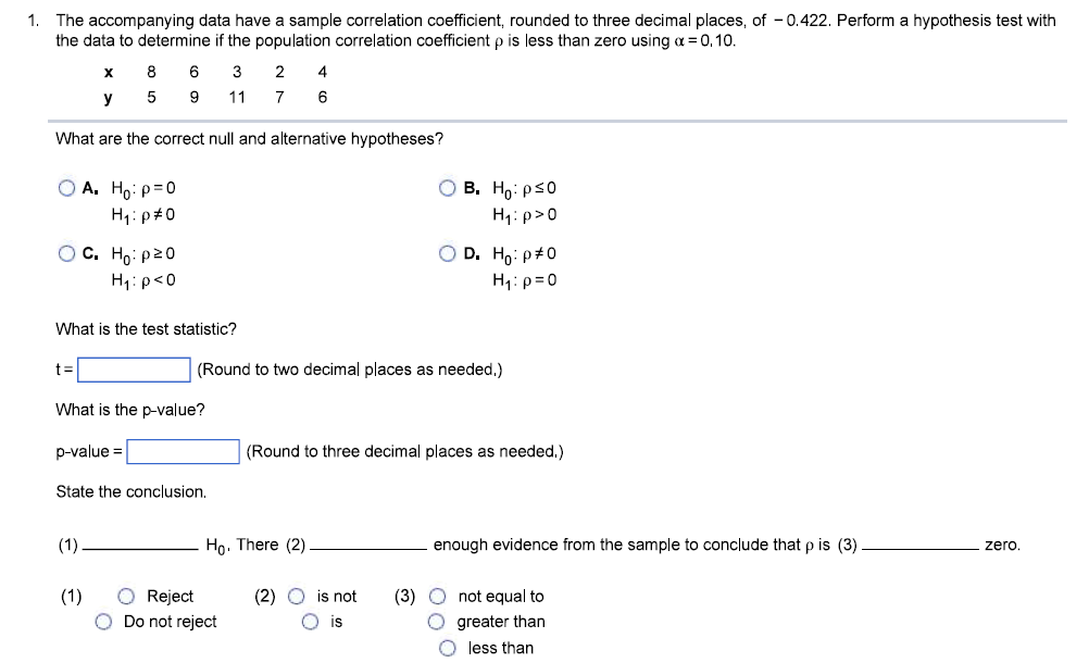 1. The accompanying data have a sample