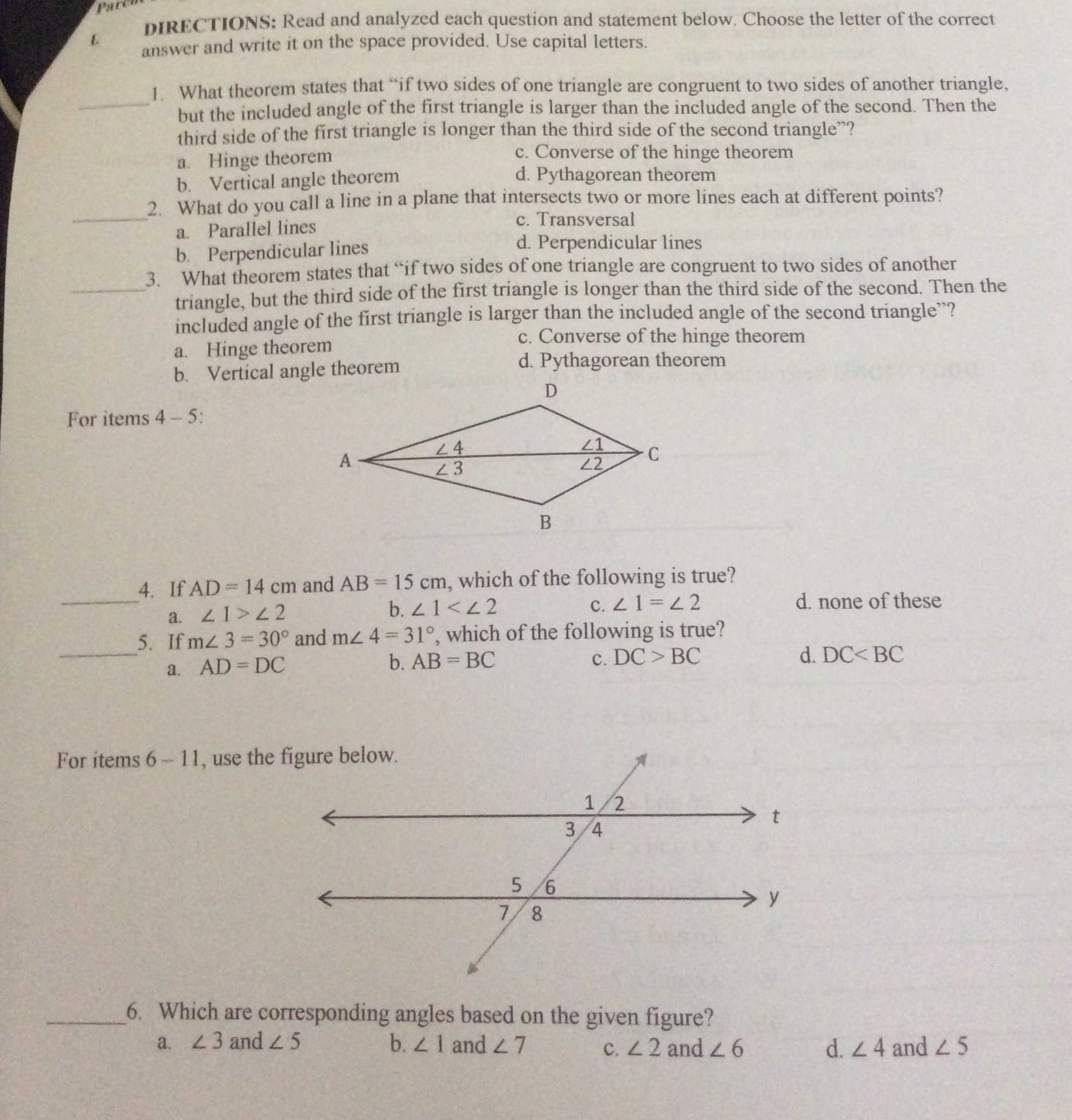 Can you answer this? Thank you. Par DIRECTIONS: