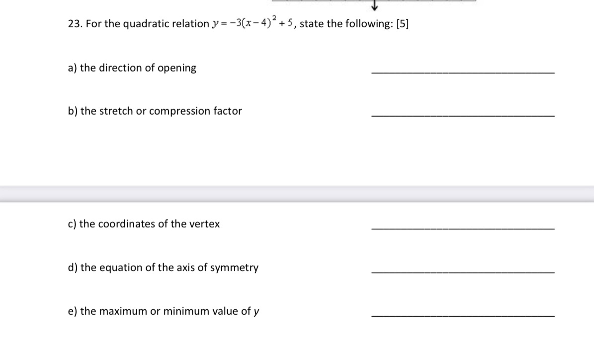 _____.T_____ 23. For the quadratic relation y =