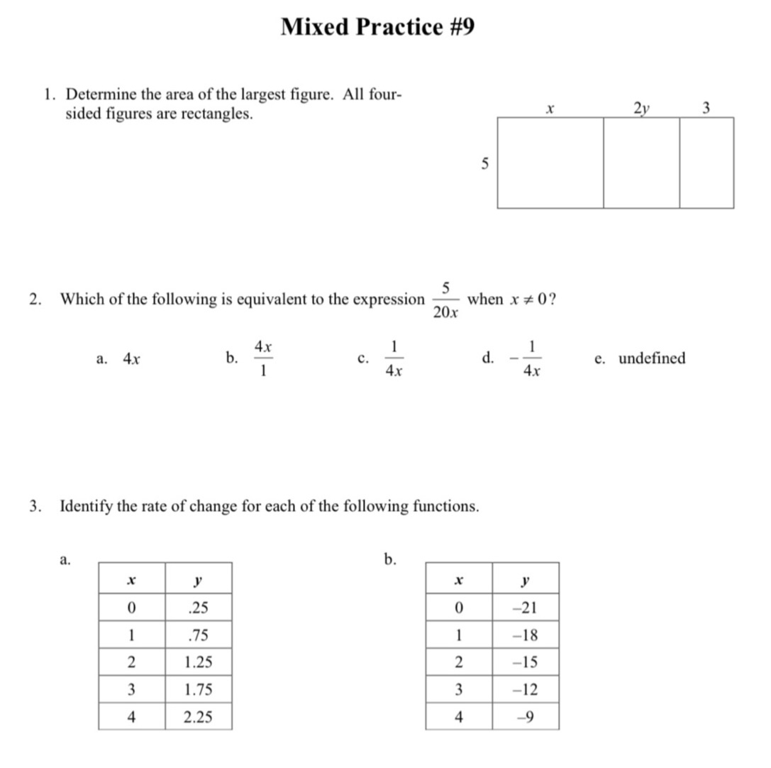 Mixed Practice #9 1. Determine the area of the