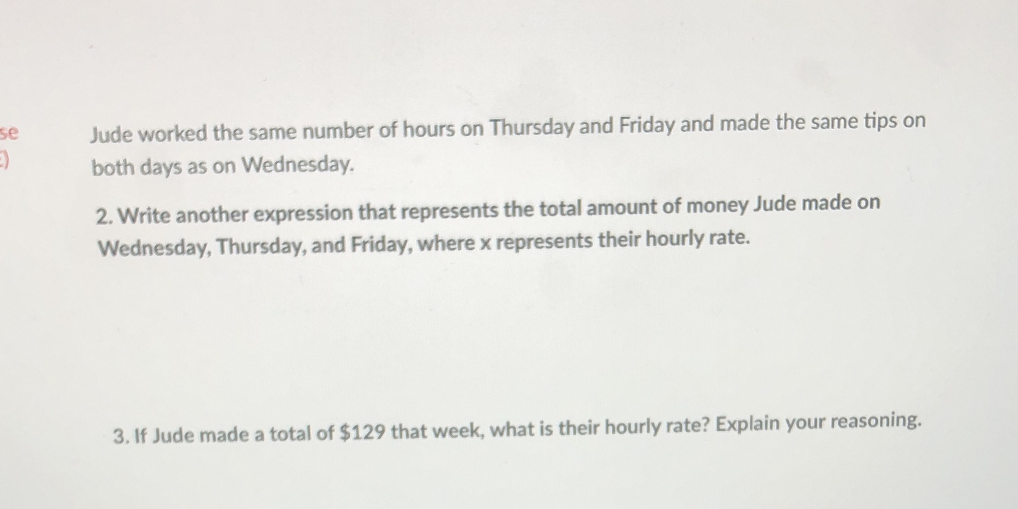 se Jude worked the same number of hours on