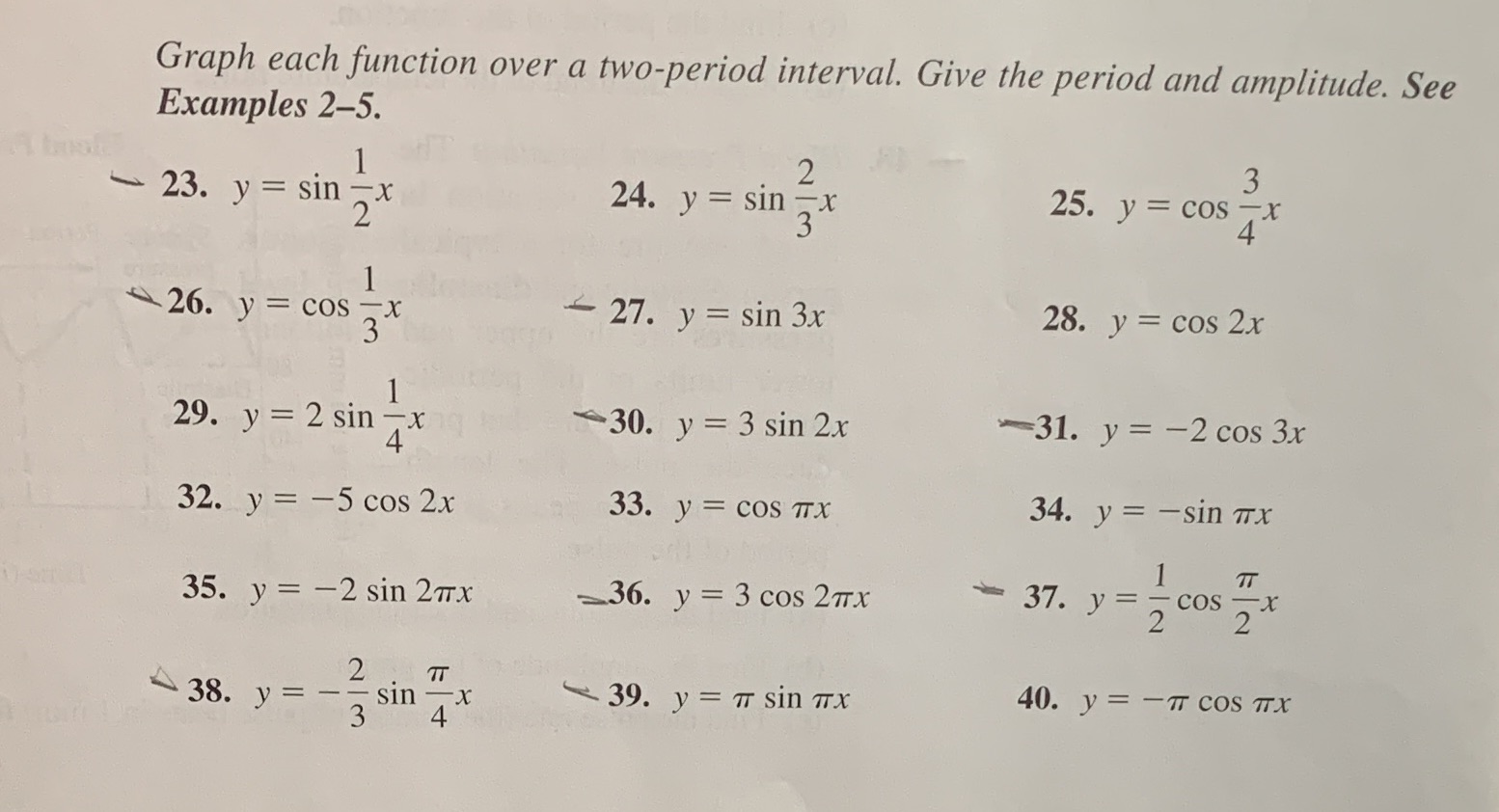 23,26,27,30,31,36,37,38, and 39 Graph each
