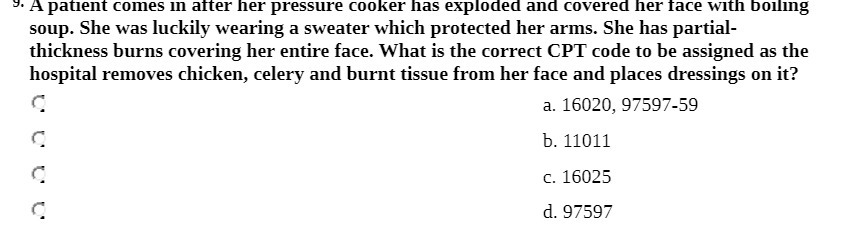A patient comes in after her pressure cooker has