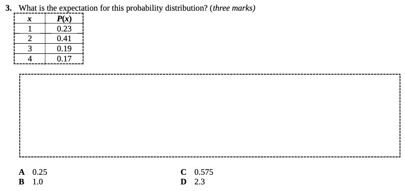 3. What is the expectation for this probability