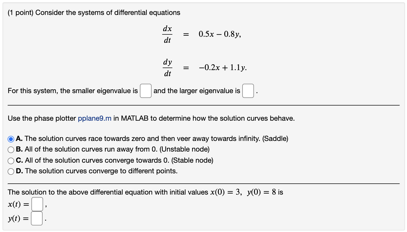 help and show work please (1 point) Consider the